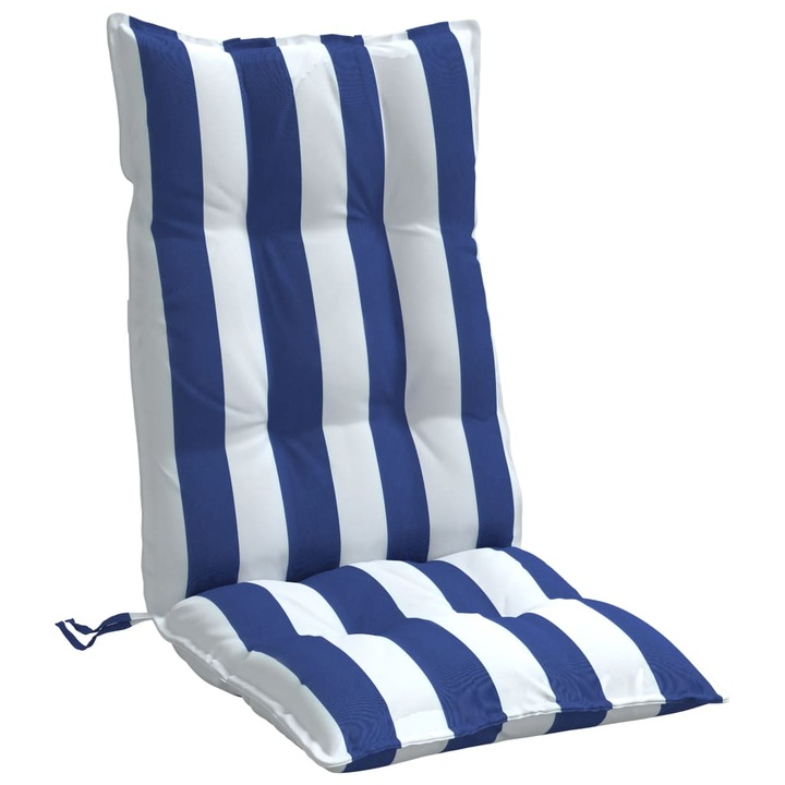 Комплект възглавници за столове с облегалки vidaXL, 2 бр, Синьо-бели, Оксфорд плат