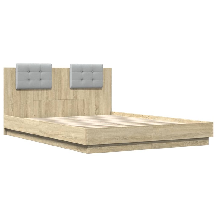 vidaXL sonoma tölgy színű ágykeret fejtámlával és LED-ekkel 140x200 cm 24.75 kg 3210012