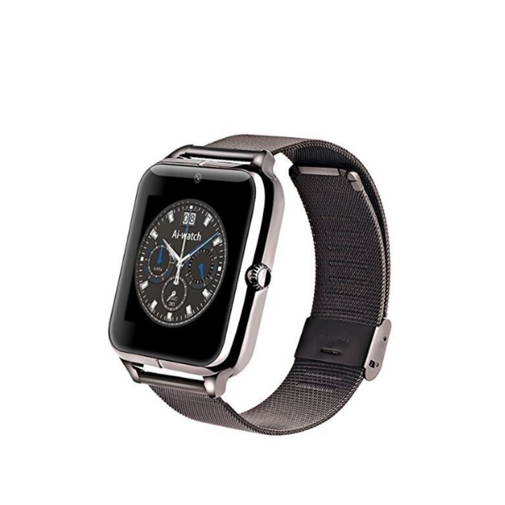 Смарт часовник ОМ Маркет, ElitWatch, С Метална каишка, SIM карта, С Камера, Черен