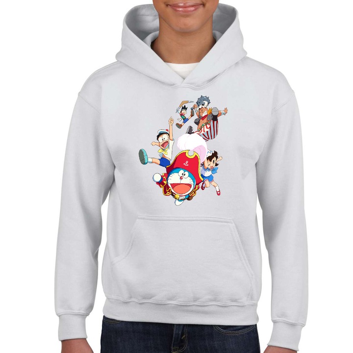 Hanorac copii Doraemon Pisica Shizuka Nobita Clan Gamer Facebook Fanart Manga Anime, alb, marime 152-158 CM, varsta 9-10 ani