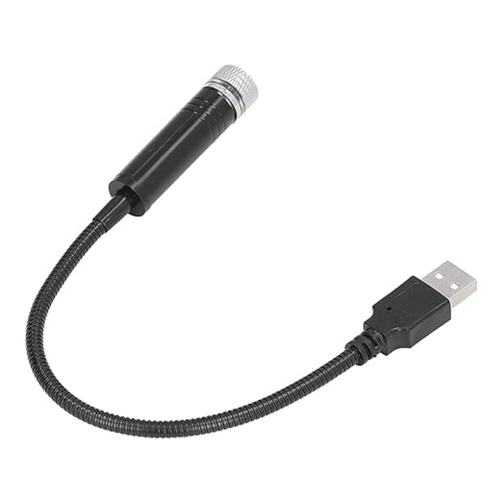 USB éjszakai lézeres hangulatvilágítás, autóba, JENUOS®, univerzális, piros