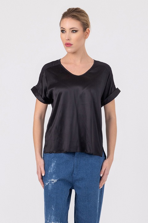 HELENE GALWAS, Tricou din amestec de matase Ava, Negru