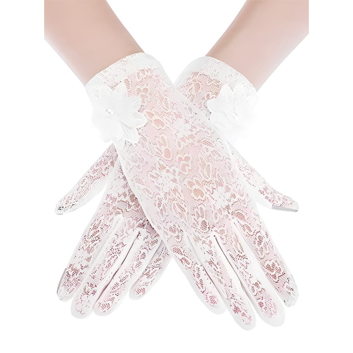 Manusi dama, Nylon/Spandex, Alb