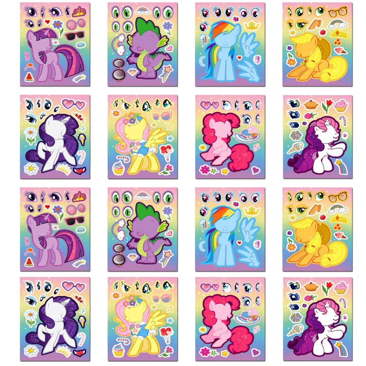 Set 16 stickere Unicorni, 8 Modele, Multicolor