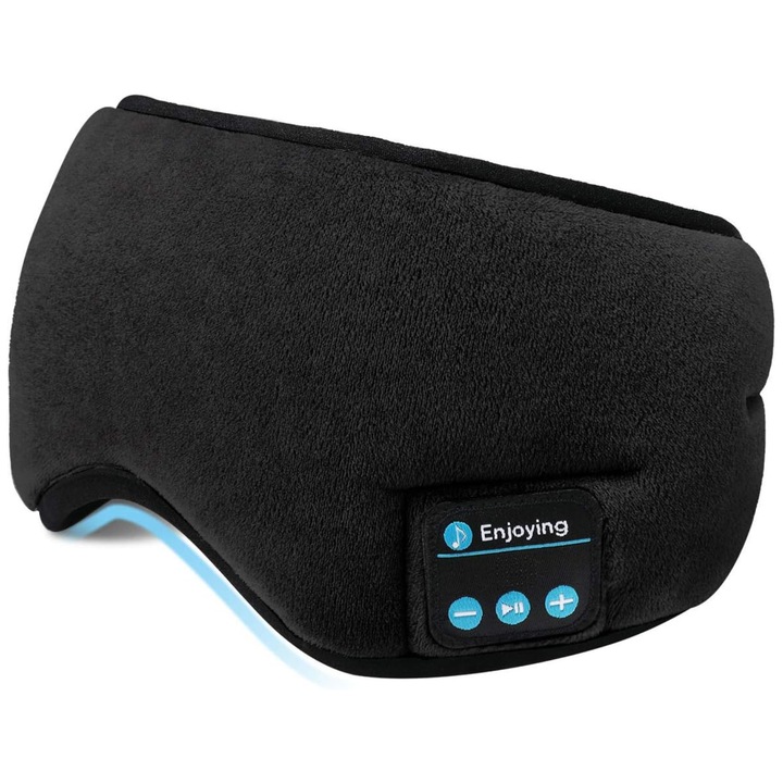 Bluetooth маска за очи за сън, Zunseat, памук, черна