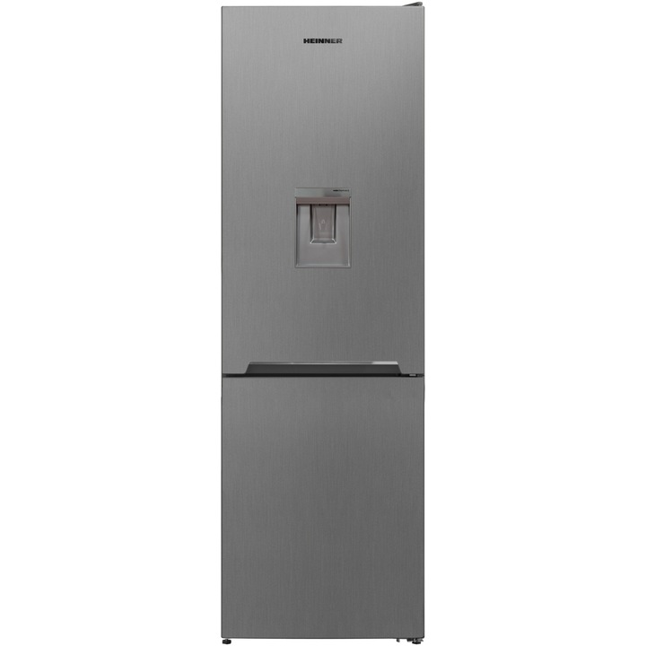 Хладилник Heinner HCNF-V291XWDE++, 294 л, Клас Е, No Frost, Вътрешен дисплей, Диспенсър за вода, Freezer Shield, LED осветление, Електронно управление, H 186 см, Неръждаема стомана