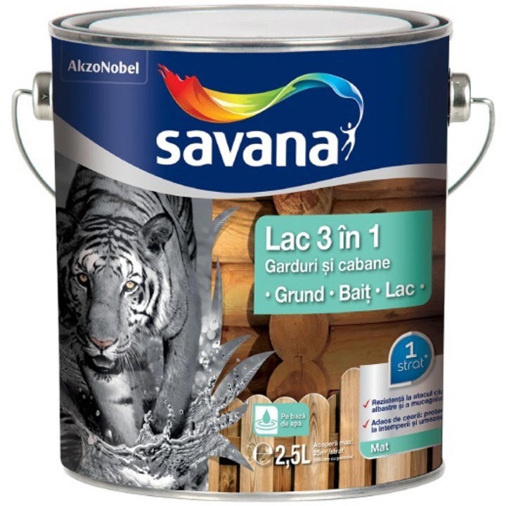 Лак на водна основа за огради и кабини 3 в 1 Savana 5738432, Тиково ...