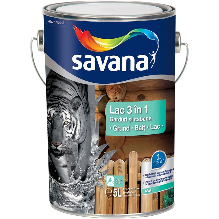 Lac 3 in 1 pentru garduri si cabane pe baza de apa Savana 5738446, wenge, 5 l