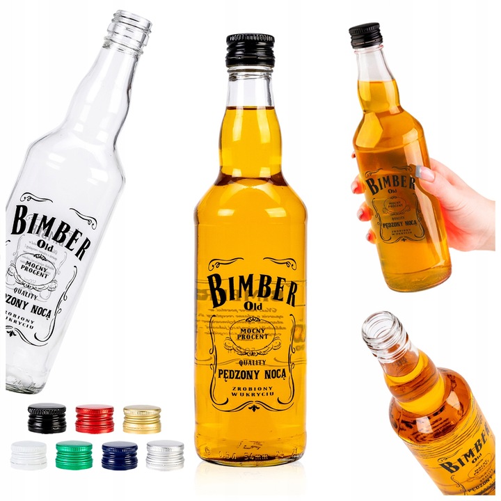 Sticla Decorativa, Superbutelki, Monopol, 500 ml, Cu Inscriptia Bimber Facut Noaptea, Sticla Rezistenta, Design Clasic, Pentru Bimber, Lichioruri, Whisky, Vodca, Inaltime 25 cm, Latime 6.8 cm, Greutate 270 G