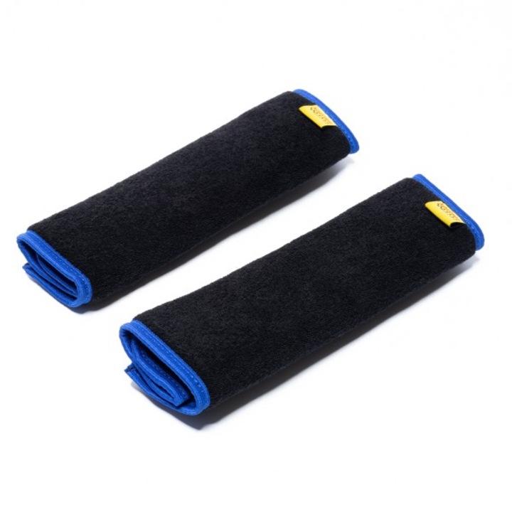 Set 2 Huse Centuri de Siguranta Autocover, Bumbac/Poliester, Negru/Albastru