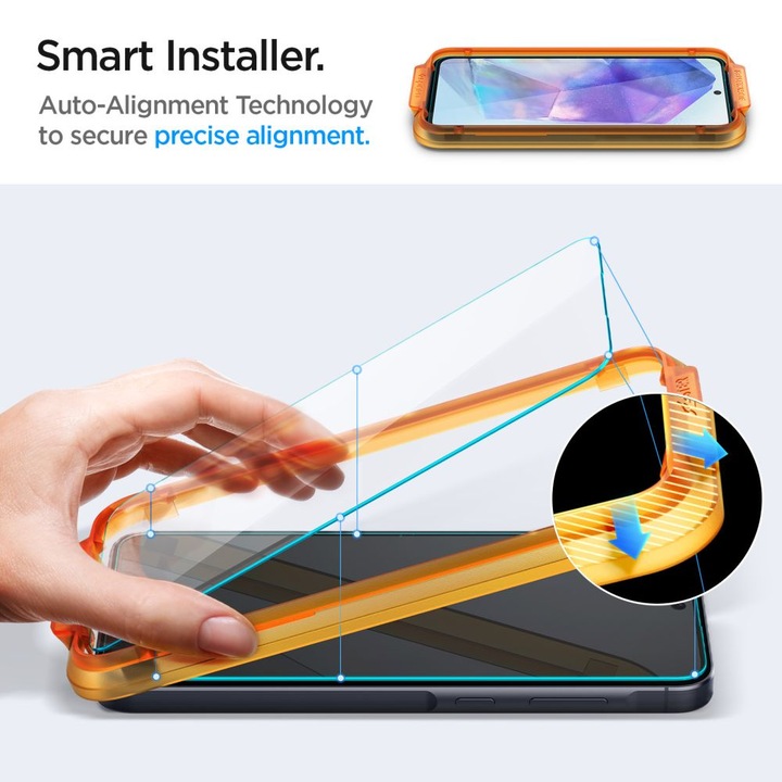2 db védőfólia készlet, Spigen, Galaxy A55 5G-hez, üveg, átlátszó