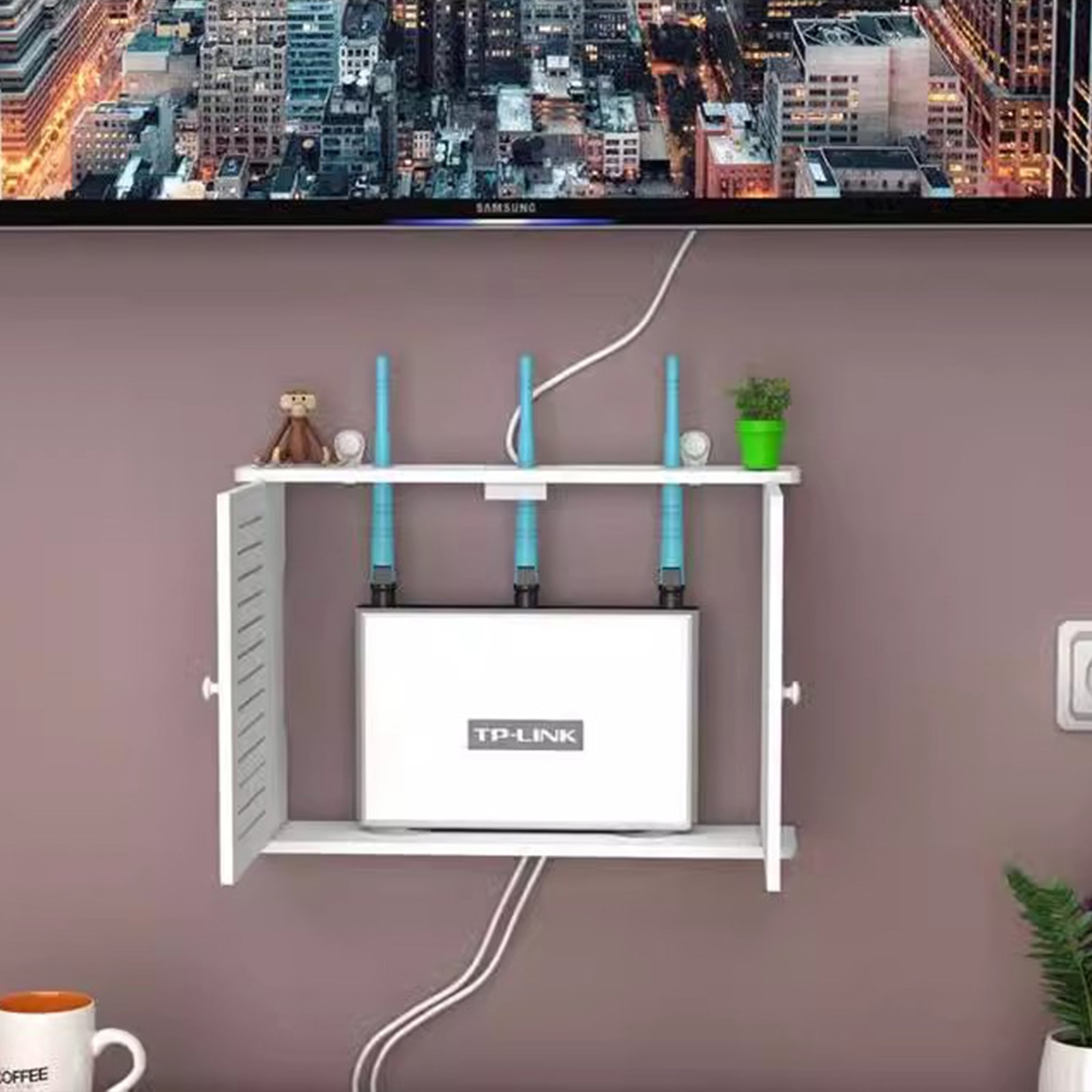 Raft Suport pentru Router Wireless, Posibilitate de Montare pe Perete ...