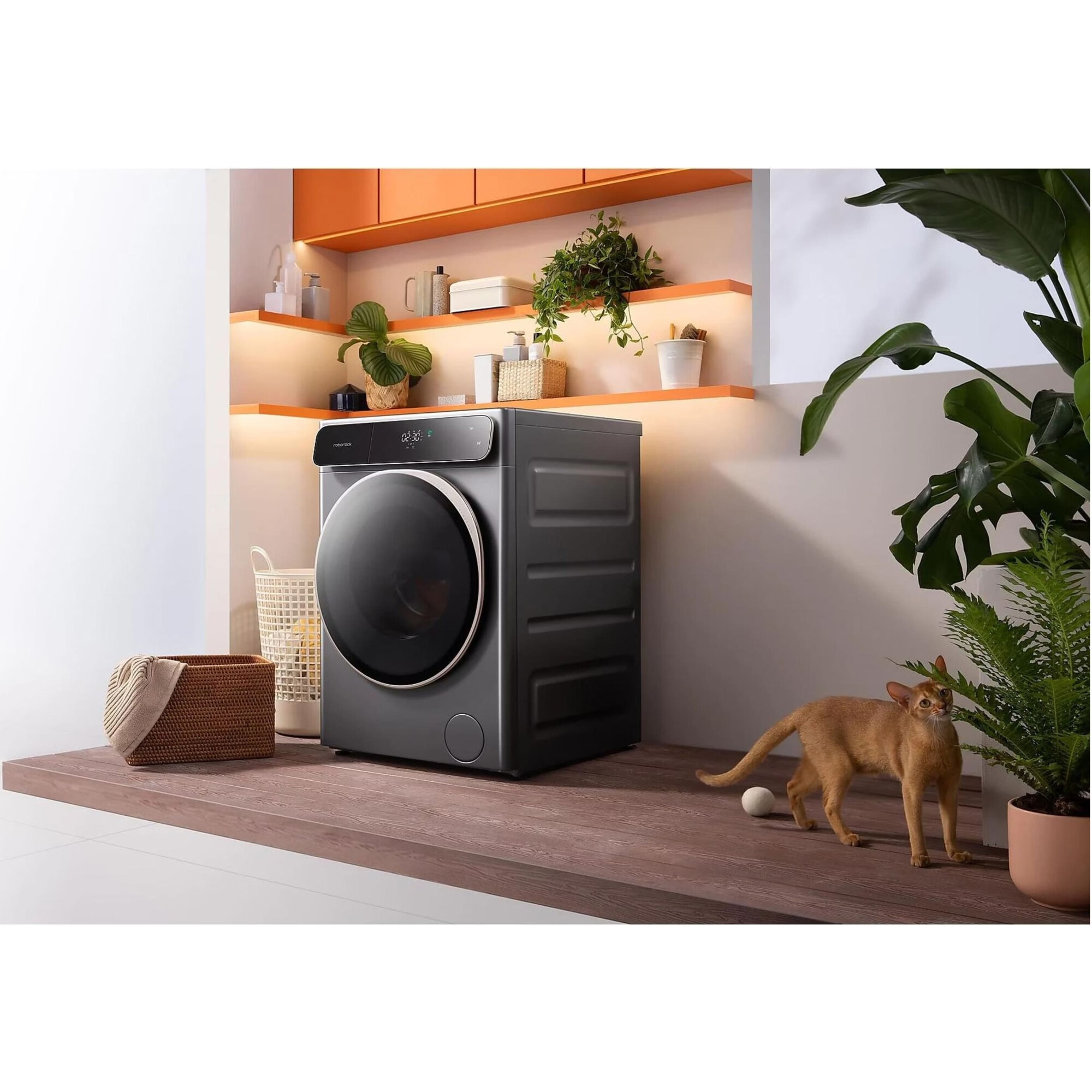 RESIGILAT: Masina de spalat rufe cu uscator Roborock ZEO ONE R600002, Spalare 10 kg, Uscare 6 kg, 1400 rpm, Wi-fi, Auto-dose, Fast dry, Touch control, 27 programe, clasa A, Antracit