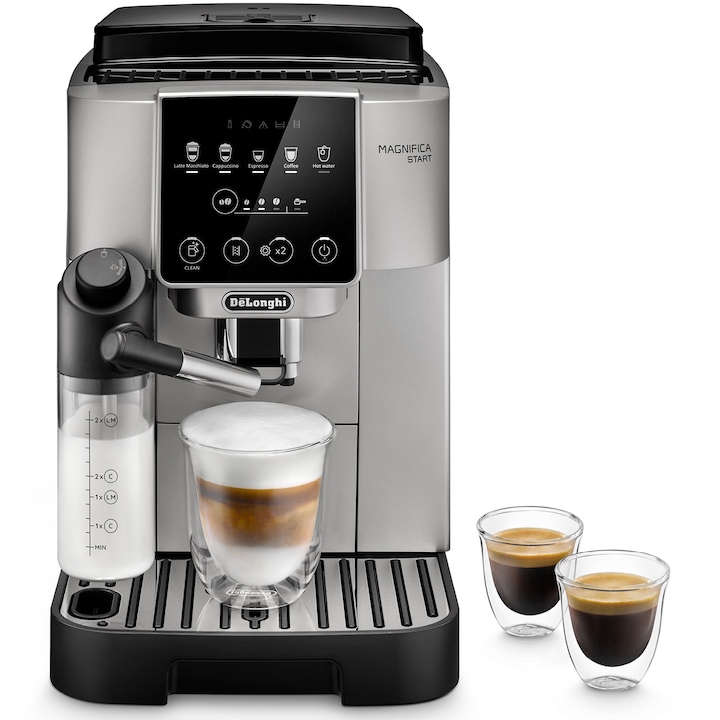 Espressor automat De’Longhi Magnifica Start Milk ECAM223.61.GB, 5 bauturi, Tehnologie LatteCrema, rasnita integrata cu 13 setari 1450W, 15 bar, Negru