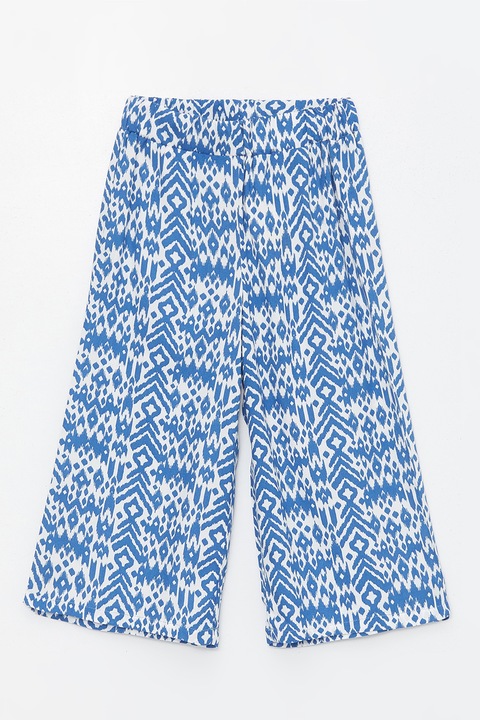 LC WAIKIKI, Pantaloni 3/4 cu croiala ampla si imprimeu, Alb/Albastru pastel
