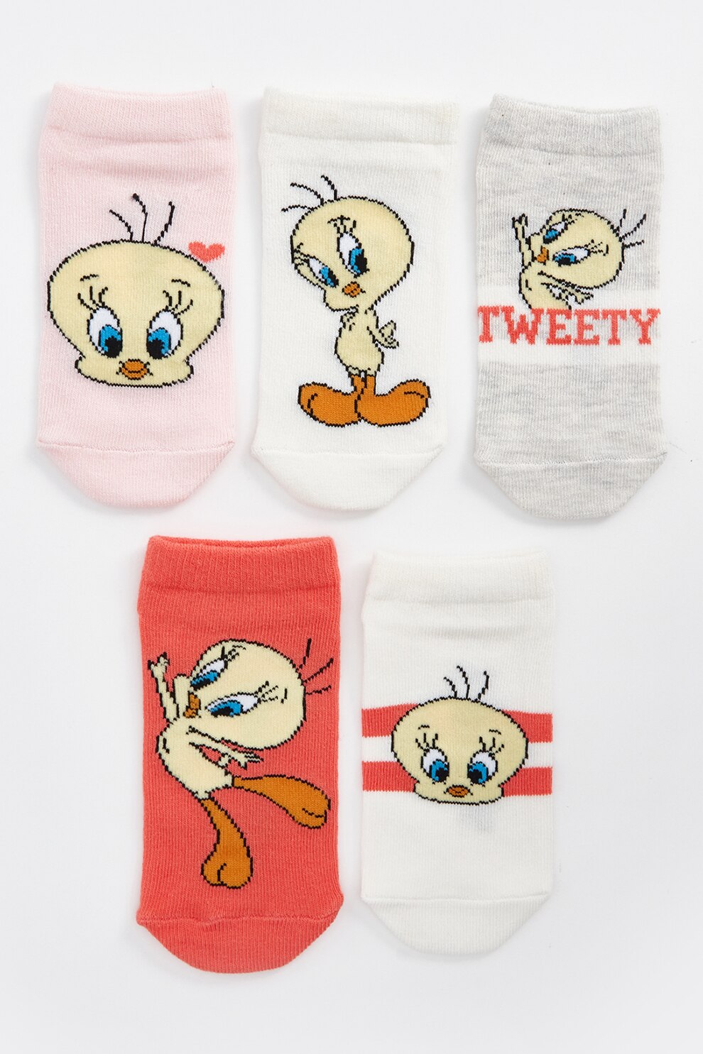 LC WAIKIKI, Set de sosete cu imprimeu cu Tweety - 5 perechi, Gri