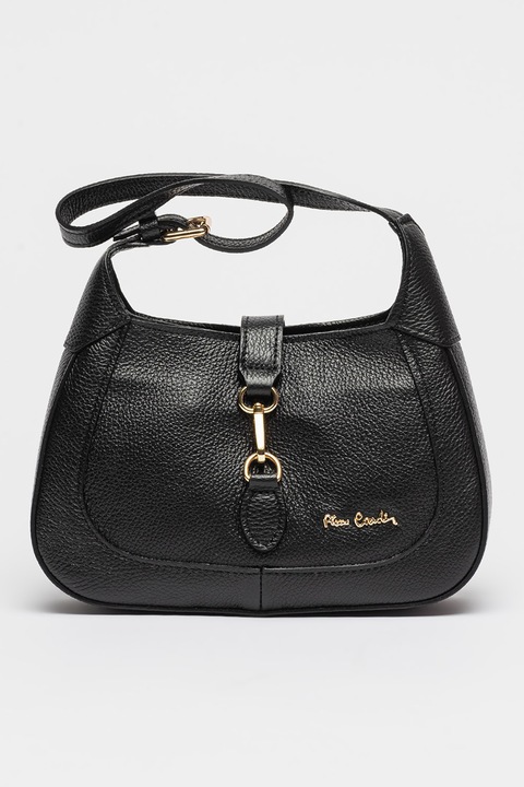 Pierre Cardin, Кожена чанта за рамо с релеф, Черен