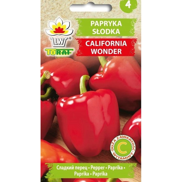 Édes paprika magvak, Toraf, California Wonder, 0,5g, 40x40cm