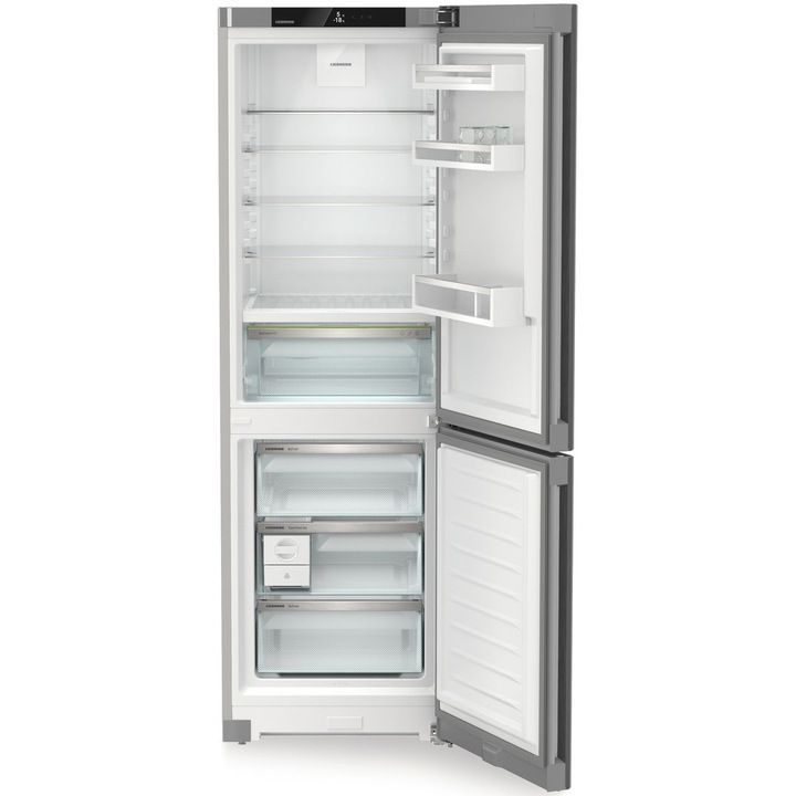 Combina frigorifica Liebherr CBNsfc 5223, 320 l, No Frost, BioFresh, DuoCooling, Interior Fit, Clasa C, H 185.5 cm, Inox
