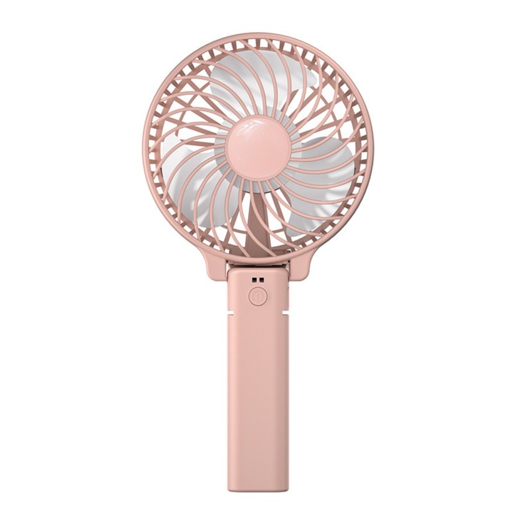 Ventilator de mana, portabil, 3 trepte ventilatie, incarcare USB, pana la 6-8 ore de functionare, acumulator 2000 mAh, enkourakoko®, Roz