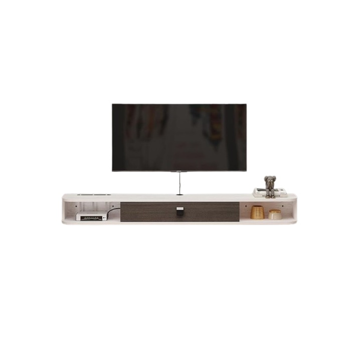 TV polc, Pmnianhua, nagy tárolóhellyel a nappaliba, 140 cm, Fehér szürke