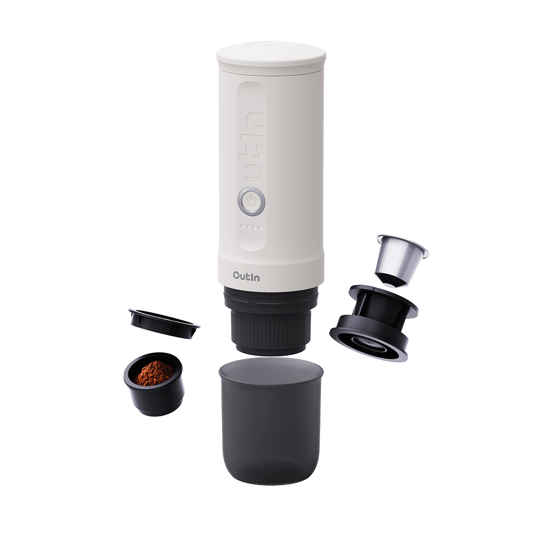 Espressor portabil Outin Nano, 20 bar, 7500 mAh, alb
