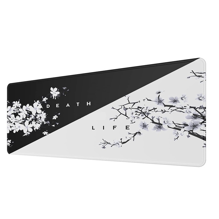 Mousepad gaming XXL, ZJZ, poliester/cauciuc, 90x40 cm, impermeabil, anti-alunecare, pentru protectie birou, Negru