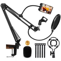 Suport microfon profesional, Dytimeem, D9005, Asamblare birou, Reglabil 360°, Brat foarfeca, Filtru pop, Negru