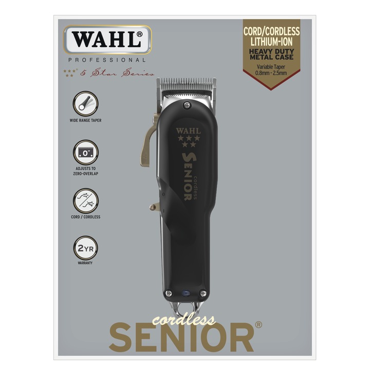 Професионална акумулаторна машинка за подстригване WAHL CORDLESS SENIOR, 08504-2316H, черен
