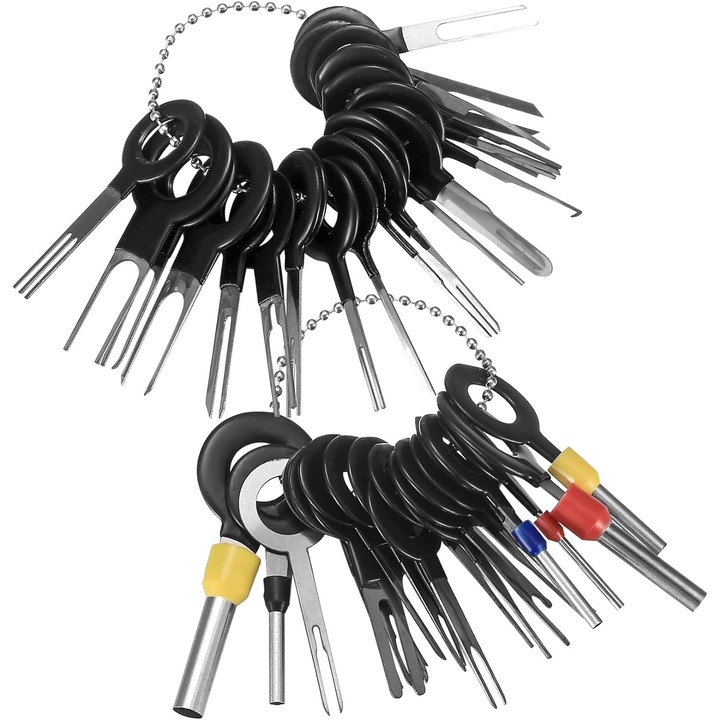 Set 59 piese indepartare cabluri auto, JENUOS®, Multifunctionale, Inox, Multicolor