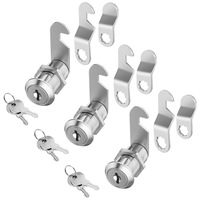 Set 3 incuietoare cutie postala, Axroad Mall, Metal, 2 chei incluse, cu lungimea partii filetate 25 mm, Diametrul orificiului de montare 8 mm, 3 placi de blocare de dimensiuni diferite, Aliaj de zinc, Argintiu