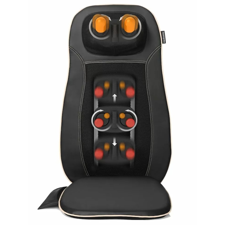 Scaun de masaj Medisana Shiatsu MCN, functie de incalzire, 3 zone de masaj, telecomanda, negru