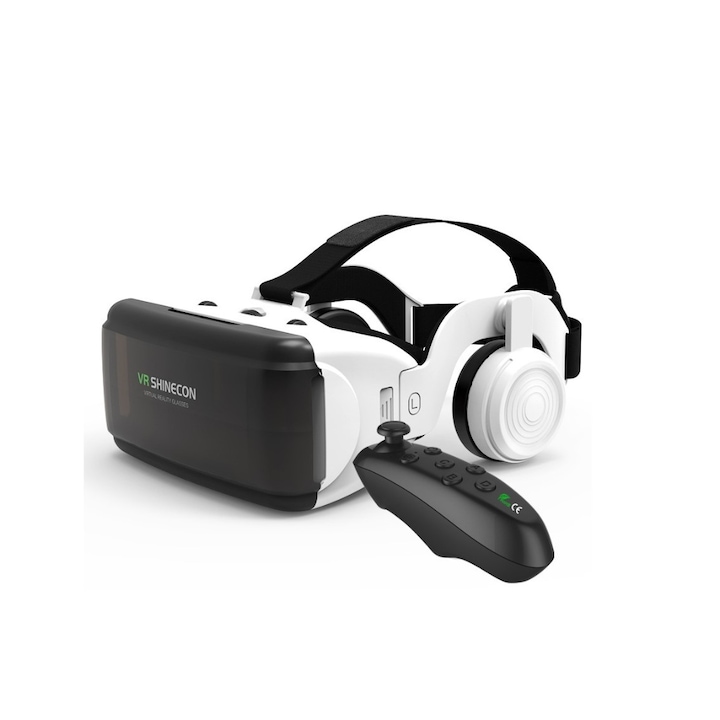 Ochelari VR 3D, Exaltus®, Ochelari Realitate Virtuala, Profesionali, Cu Joystick, Casti Integrate, Lentile De Acril, Ideal Pentru Gaming Sau Vizionare Filme, Compatibil Cu Smartphone de Dimensiuni 4, 7-6, 7 INCH, Calitate Premium