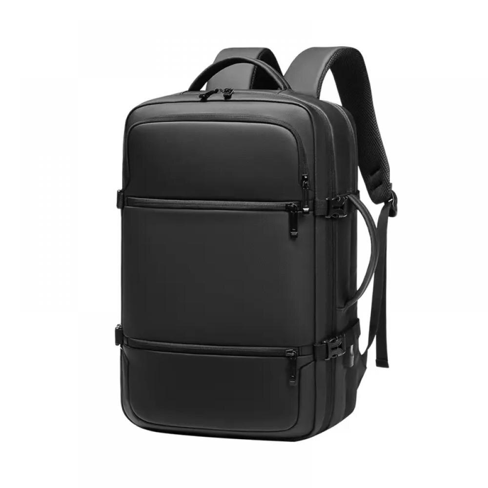 Ghiozdan pentru laptop 15.6 inch, MingLu, 20-39L, port USB, impermeabil, antifurt, rezistent la stropi, dimensiuni 310 x 130 x 440 mm, negru