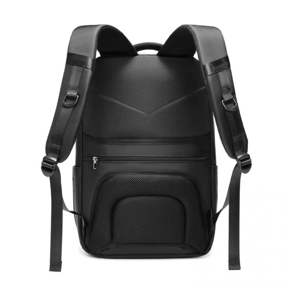 Rucsac pentru laptop 15.6 inch, MingLu, 20-39L, port USB, impermeabil, antifurt, suport pentru ochelari, orificiu casti, dimensiuni 310 x 180 x 460 mm, negru