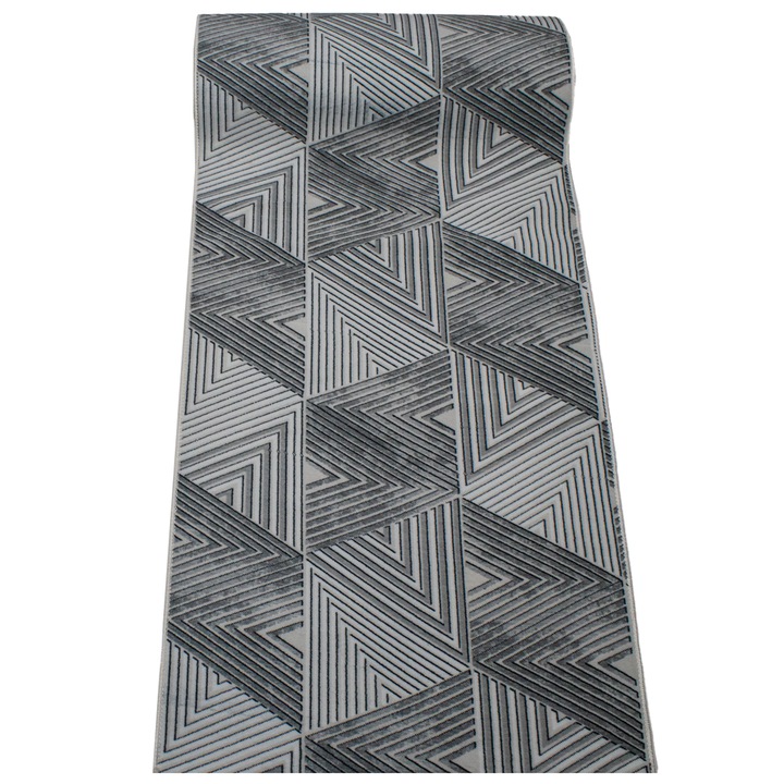 Неплъзгащ се геометричен сив килим 80x300cm-RO-019