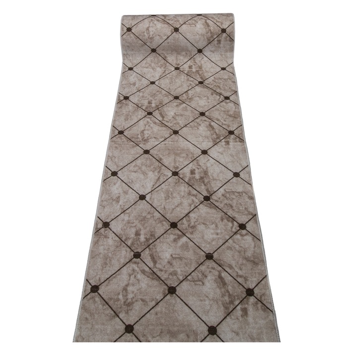 Csúszásmentes szőnyeg, geometriai mint, bézs, 60x240cm-RO-04