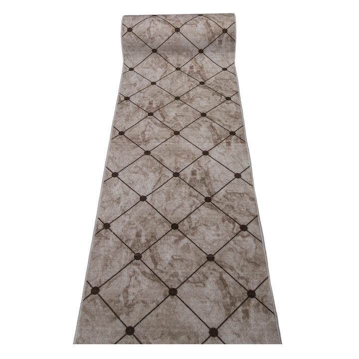 Csúszásmentes szőnyeg, geometrikus mintával, bézs, 60x120cm-RO-04