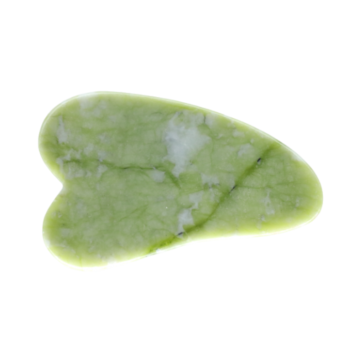 Piatra Gua Sha, din jad, forma de inima, masaj facial, antirid, lifting facial, verde