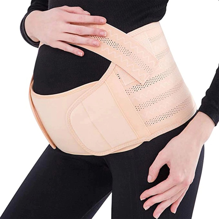 Centura de Sustinere Abdominala 3 in 1 BRJenial, Prenatala: Confort si Protectie Pentru Viitoarele Mamici, Marimea XL, Culoare Nude