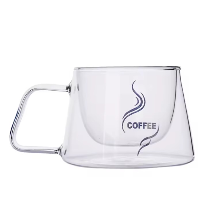 Cana cu pereti dubli ''coffee'', Neirini, Transparent, 200 ml