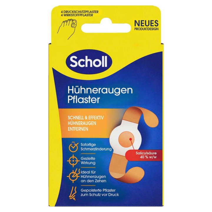 Plasturi pentru indepartarea bataturilor, Scholl, 4 bucati Art.4905
