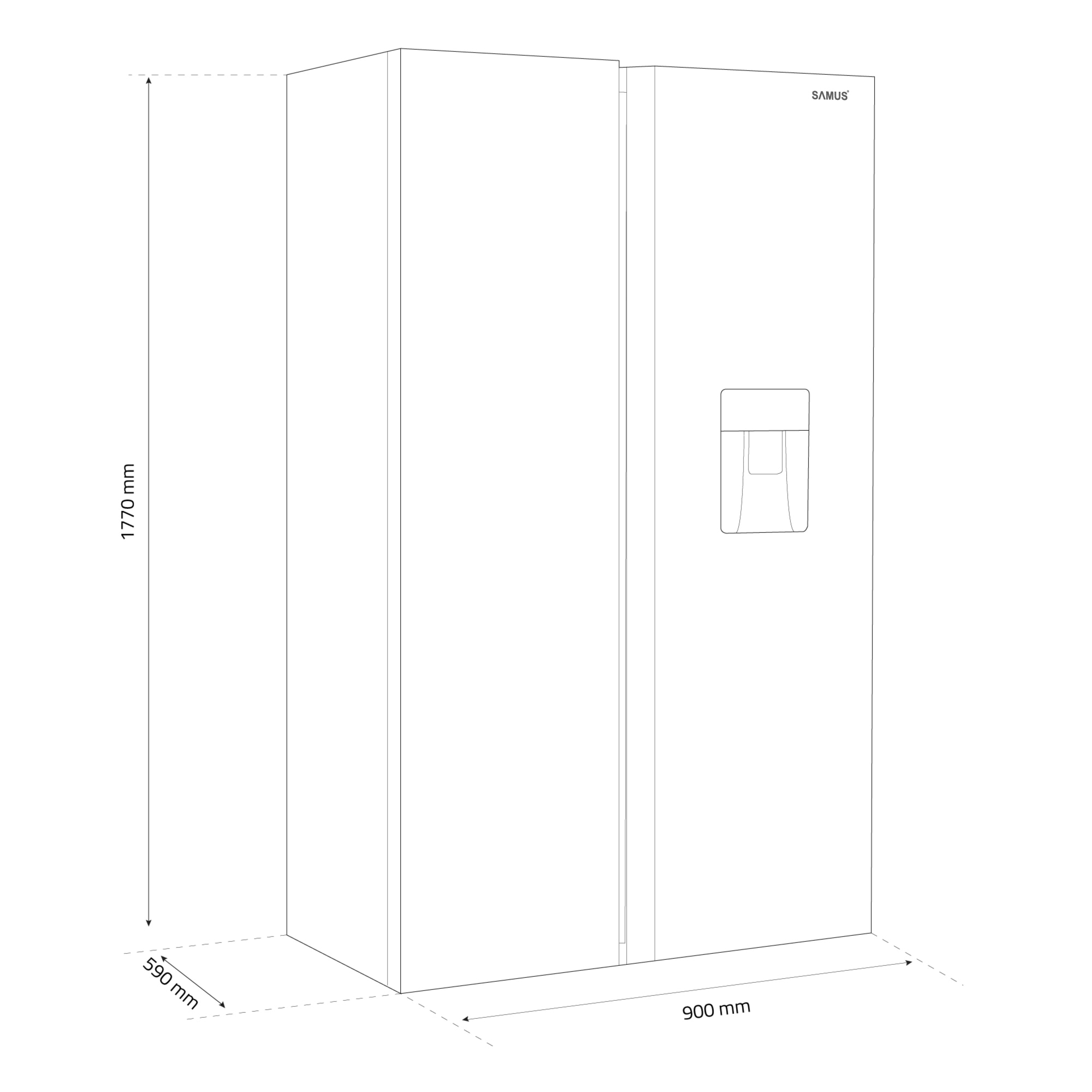 Frigider SSBX-559NFDE, 439L, Full No Frost, Clasa E, Dozator apa