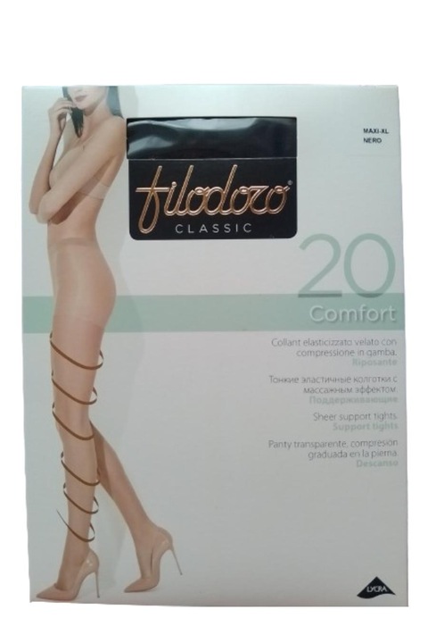 Dres Filodoro Comfort, Modelator, Lycra 20 den, Negru, 5-XL