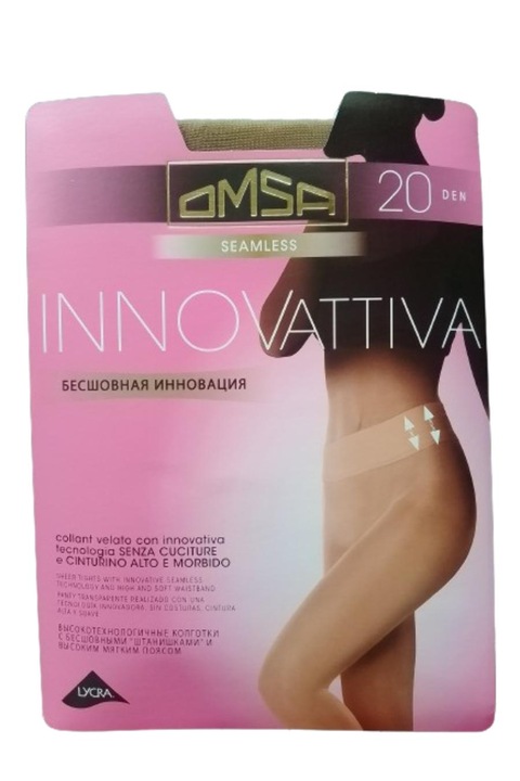 Чорапогащник Omsa Innovattiva, Ликра 20 den, Безшевен, Daino