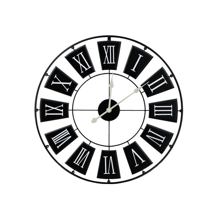 Ceas de perete metalic negru 70 cm