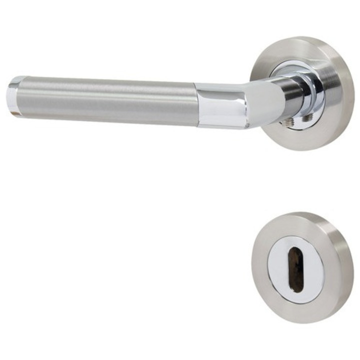 Manere Cu Rozeta Usa Interior Pertura Lilja, Pentru Cheie Bb, Otel Inoxidabil Satinat