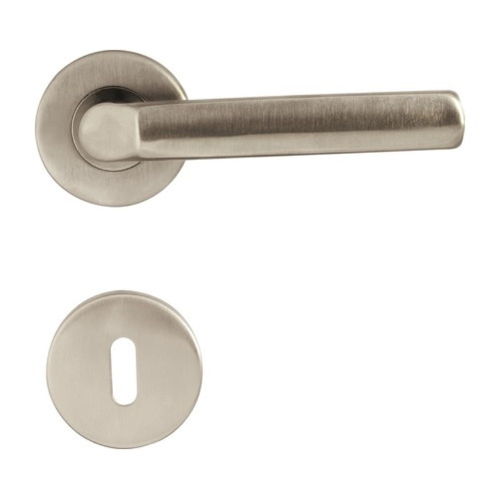 Manere Cu Rozeta Usa Interior Pertura Silfur, Pentru Cheie Bb, Otel Inoxidabil Satinat