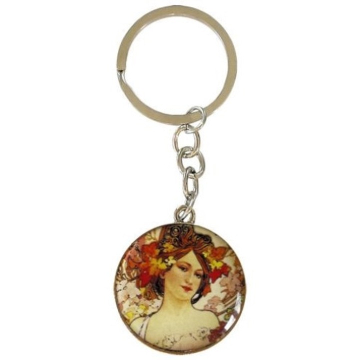Kulcstartó fémkarika egyoldalas, Mucha, Louise