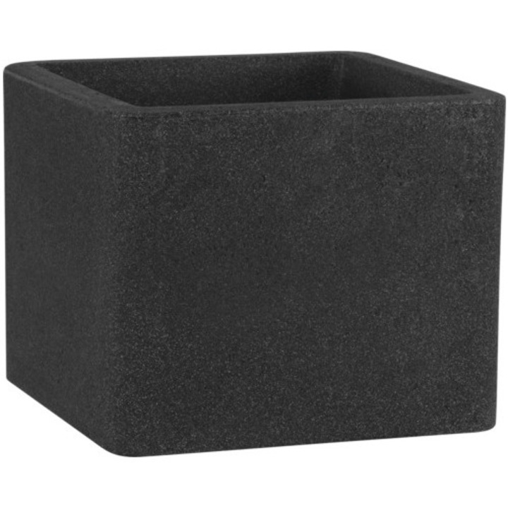 Ghiveci Flori Geli Cube Patrat Plastic 29, 5x29, 5x28 Cm Antracit